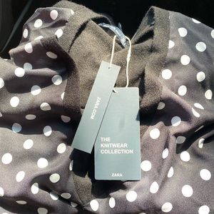 Zara Knit Long sleeve Black and White Polka Dot